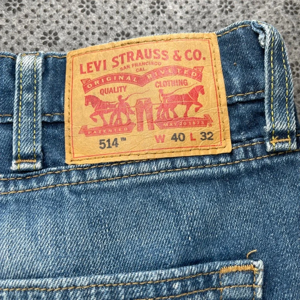 Levis 514 Straight Fit Jeans Mens 40x32 Blue Denim Medium Wash Stretch Pants